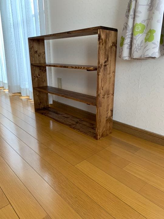 【無垢材】フリーカフェラックワイド　アンティーク　本棚　ブックラック