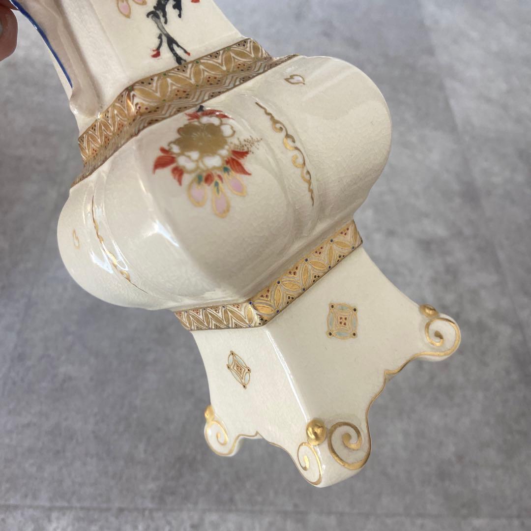 薩摩焼　人間国宝　十五代　沈壽官作　花瓶　桜花図　古美術品　骨董品