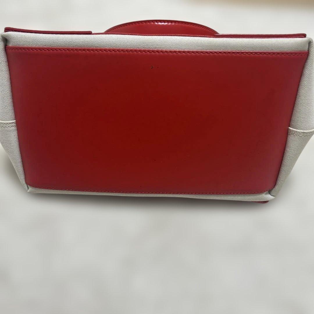 バレンシアガ　カバスS トートバッグ　ポーチ付き　キャンバス　ホワイト　レッド