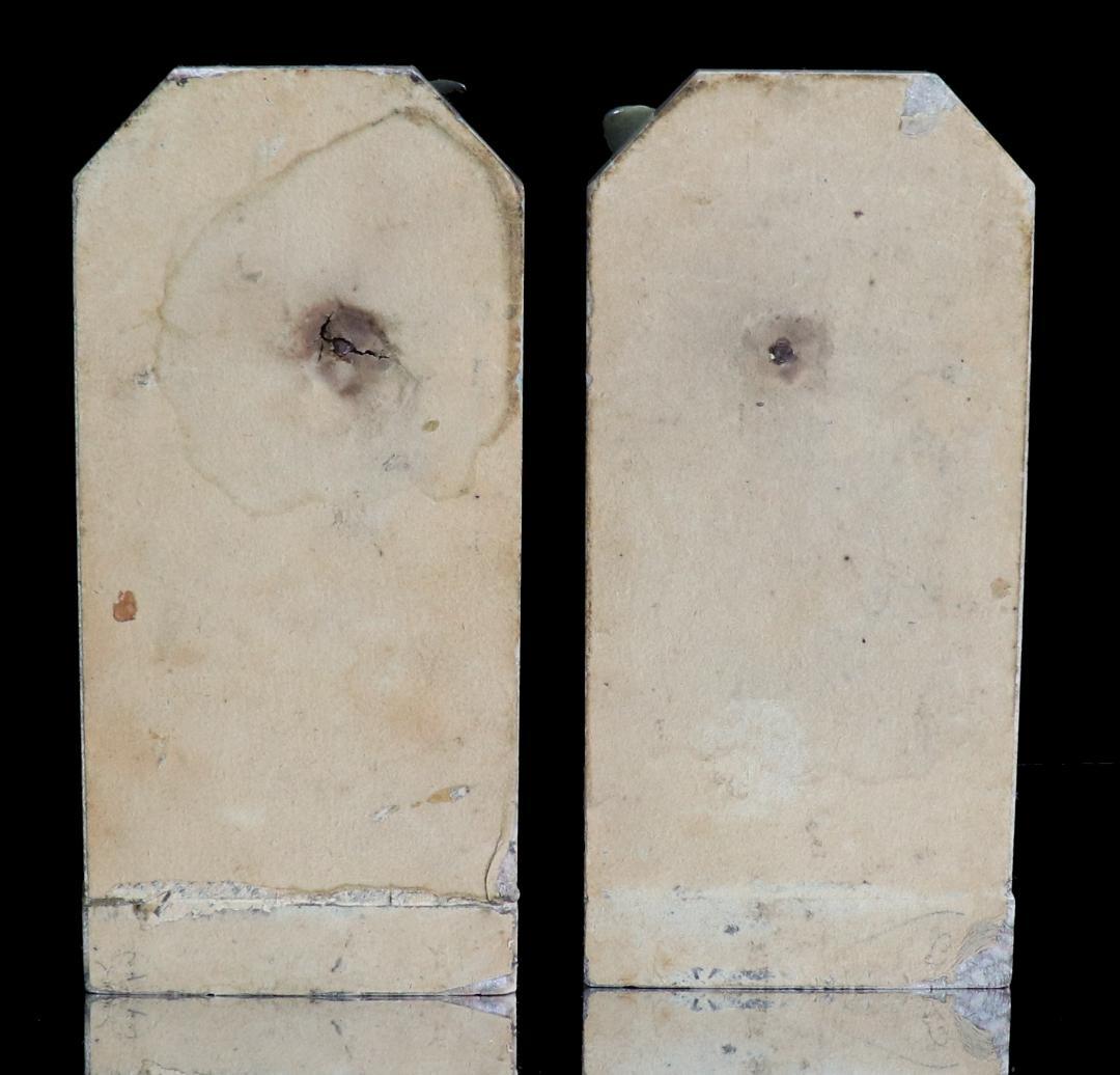 アンティーク1900年頃一点物 大型ブックエンド3kg ペア フランス製大理石台