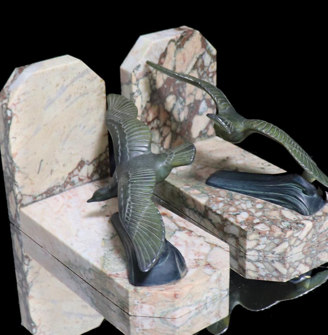 アンティーク1900年頃一点物 大型ブックエンド3kg ペア フランス製大理石台