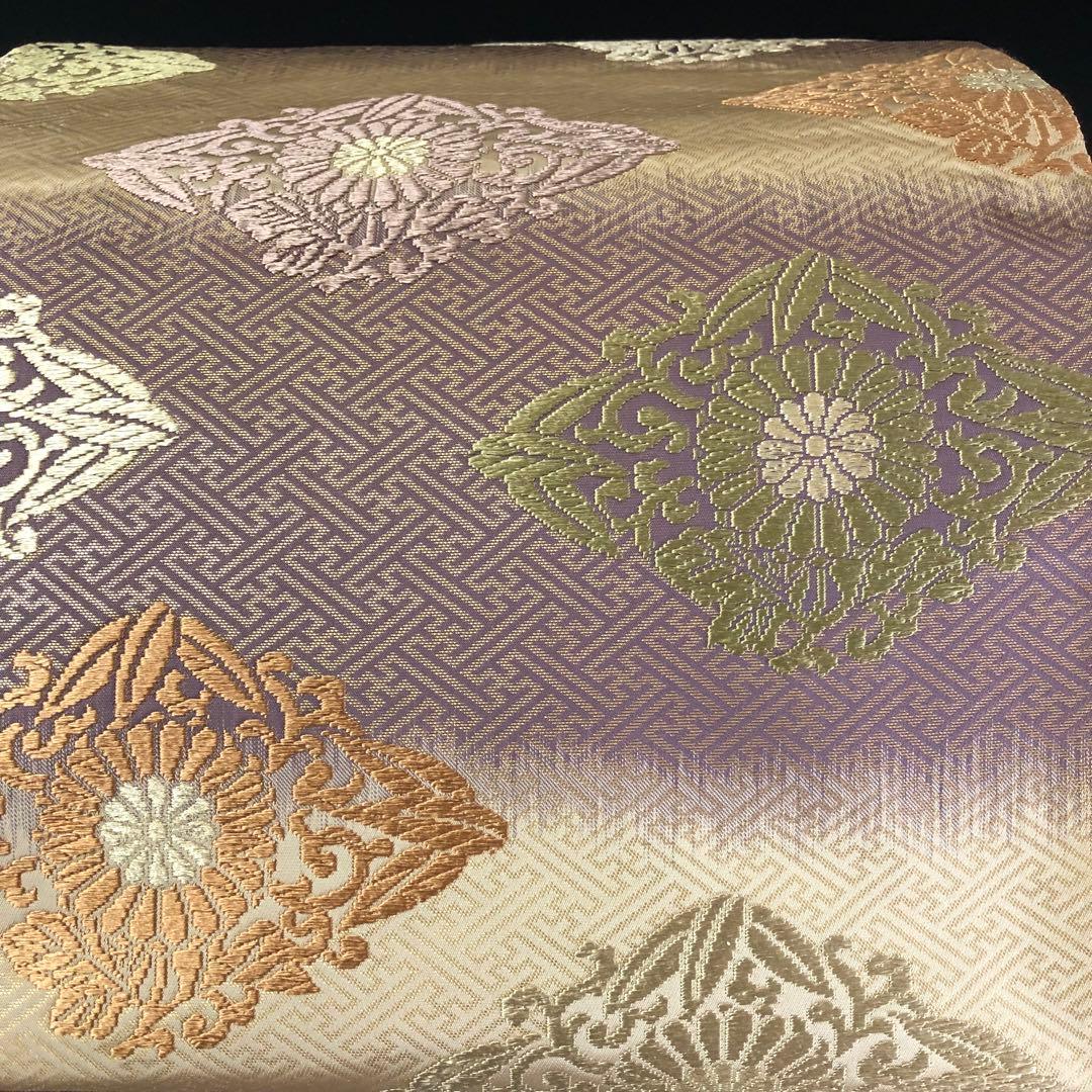 SO-760 袋帯 六通 正絹 紗綾形 花菱 グラデーション フォーマル