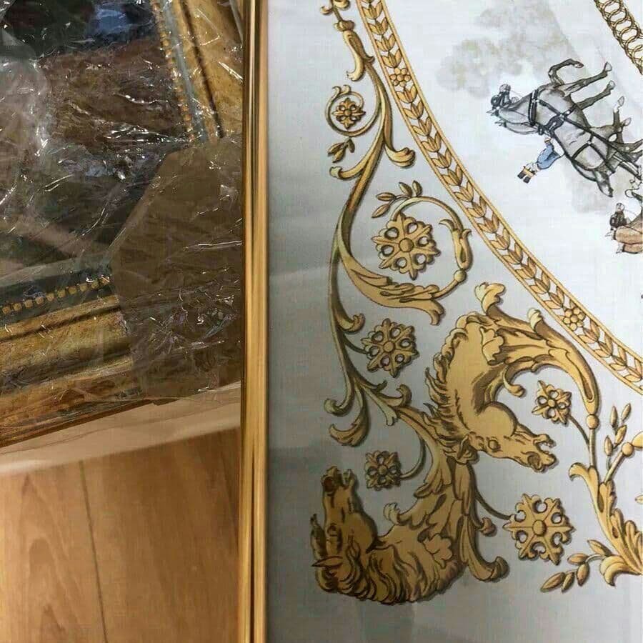 HERMES エルメスHere Fine Art .騎士と貴婦人のスカーフの絵