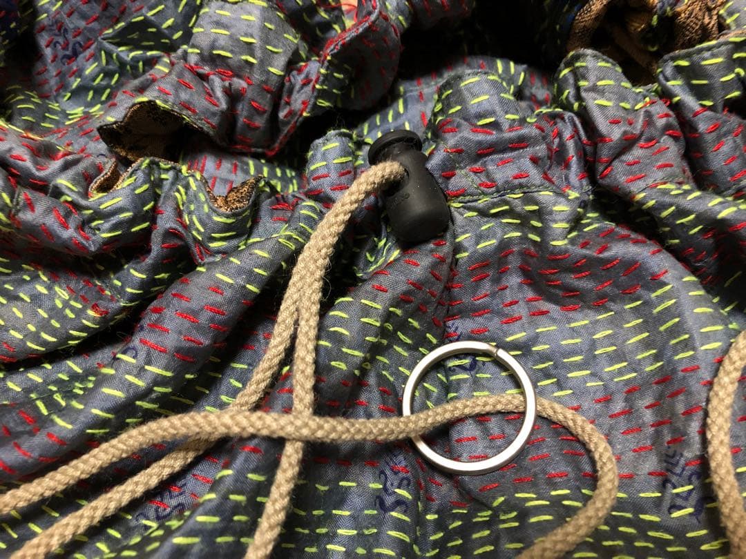 ★レア★ほぼ未使用★Leh レー シルク 袈裟バッグ 刺し子 ボディバッグ