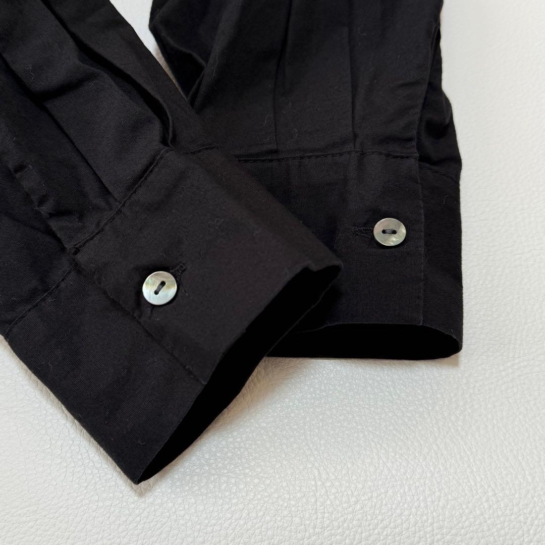 人気✨ ミズイロインド　ピンタック　ブラウス　チュニック丈 ゆったり　黒