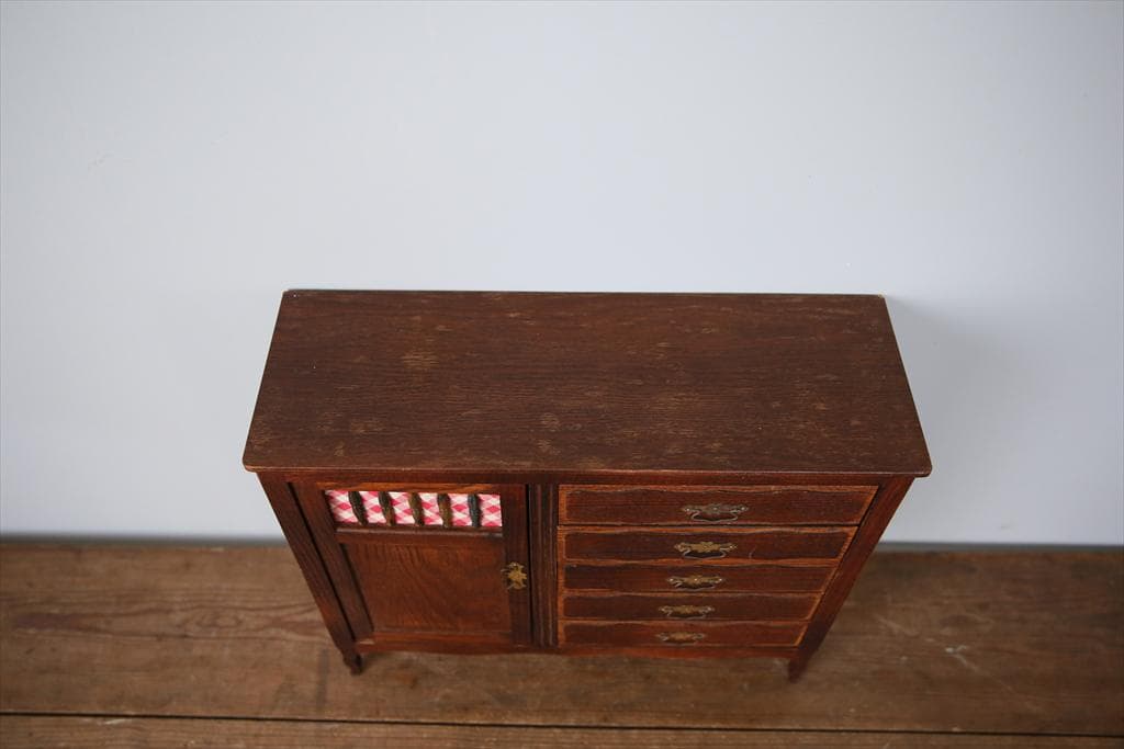 フランスアンティーク木製ドールハウス用ドロワー/アクセサリーケース(90-153