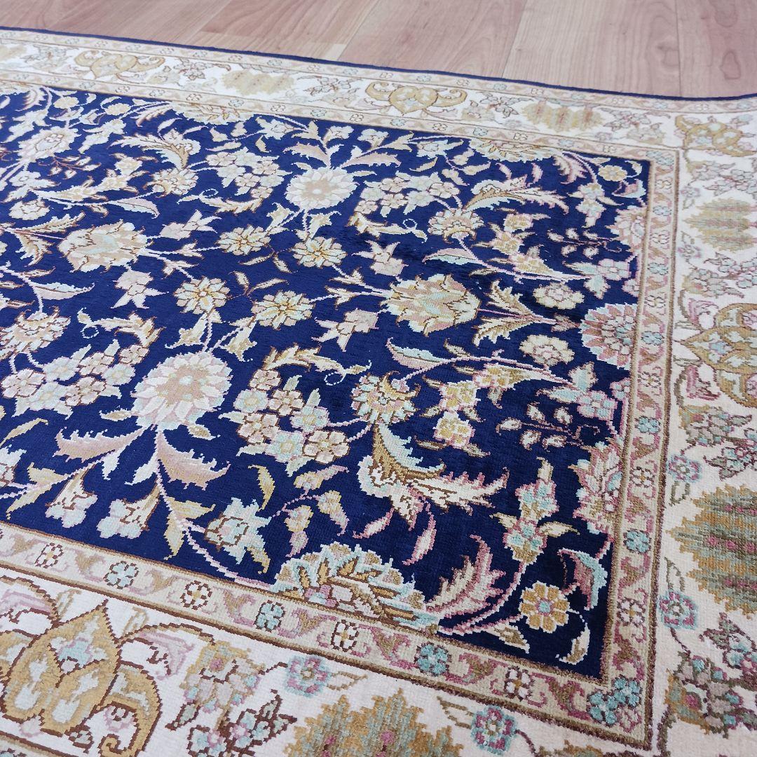 Y3181 トルコ カイセリ絨毯 シルク100% 手織り 93×63㎝