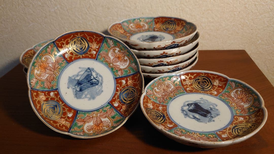 伊万里　古伊万里 　大聖寺伊万里 　 輪華皿 　 明治 　10客