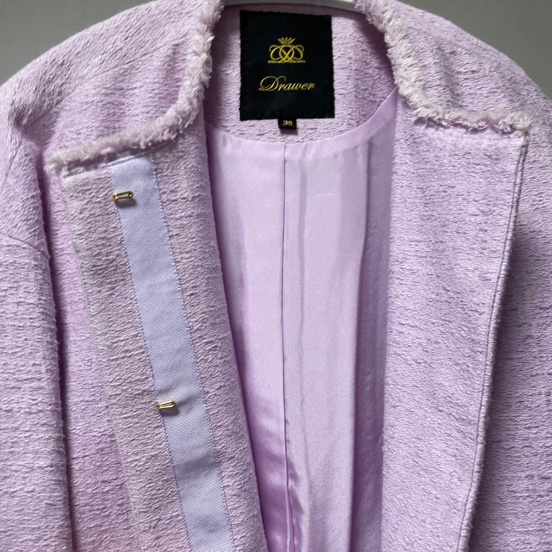 Drawer ドロワー 薄紫 ノーカラージャケット 38
