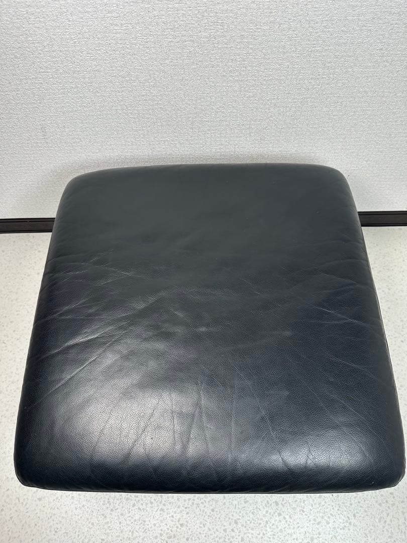 ロレンツォ イタリア スツール オットマン 本革 家具 ブラック ※i4※