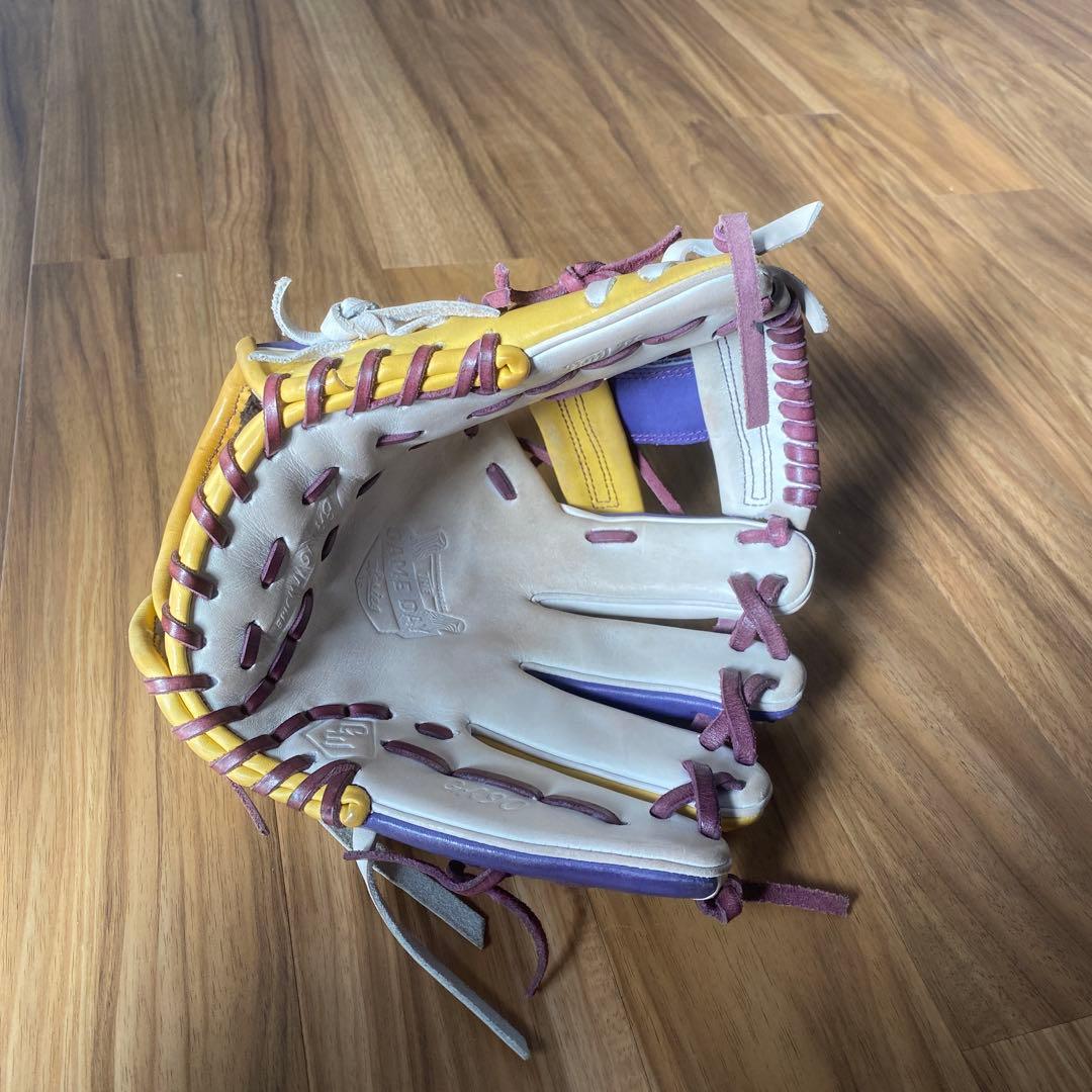 Emperor 硬式グローブ 紫/黄色　内野用