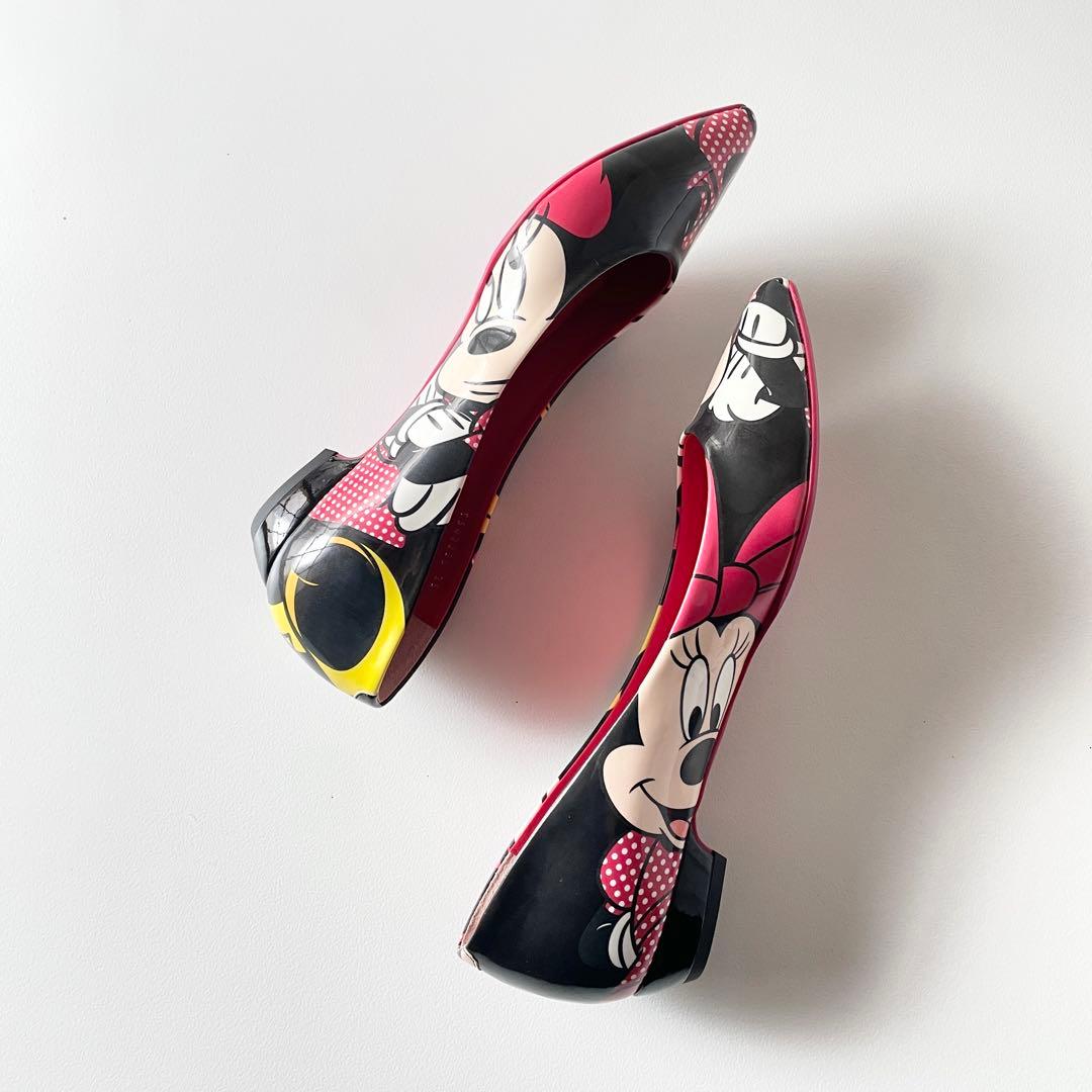 新品　ダイアナ×ディズニー　ミニー　BIGプリント　フラットパンプス　シューズ