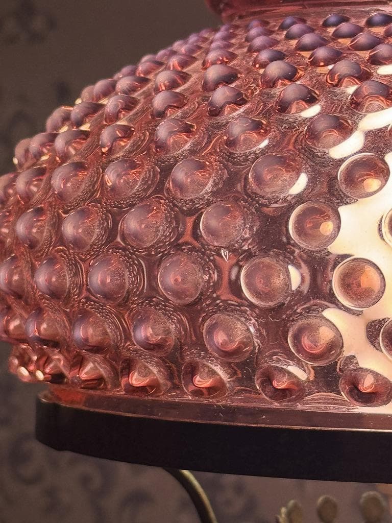 フェントン　ホブネイル　クランベリー　オパールセント　ランプスタンド