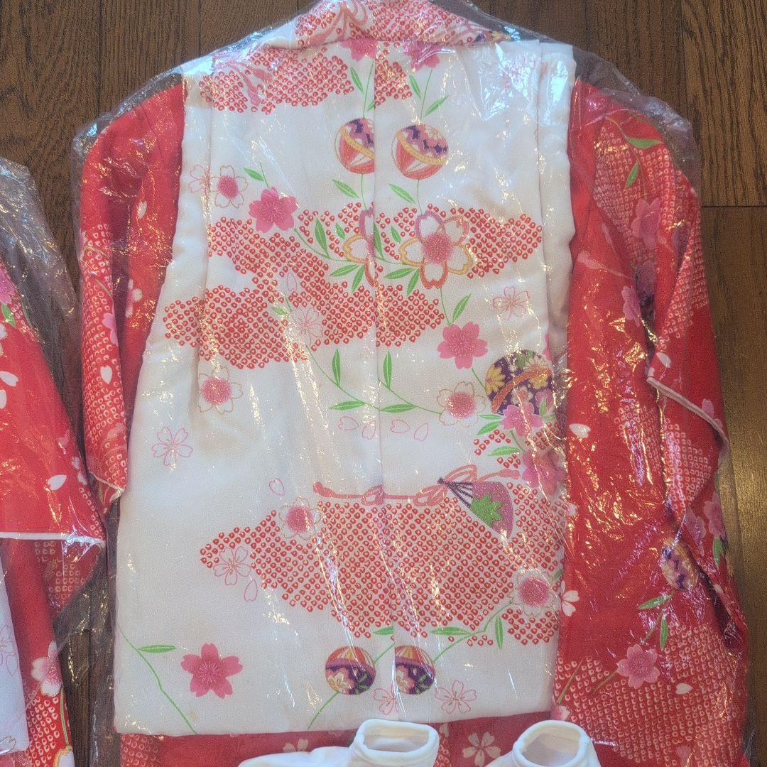 子供用 七五三 衣装 赤 花柄 双子