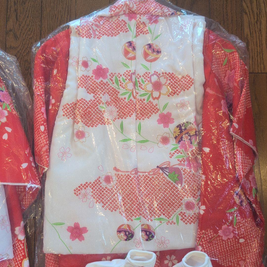子供用 七五三 衣装 赤 花柄 双子