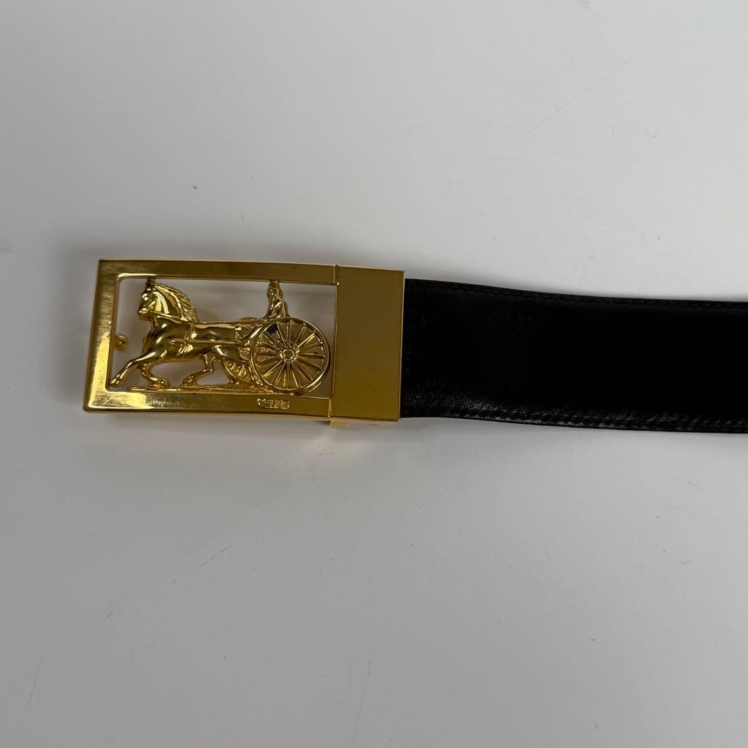 CELINE セリーヌ 馬車 ベルト レザー ブラック C546