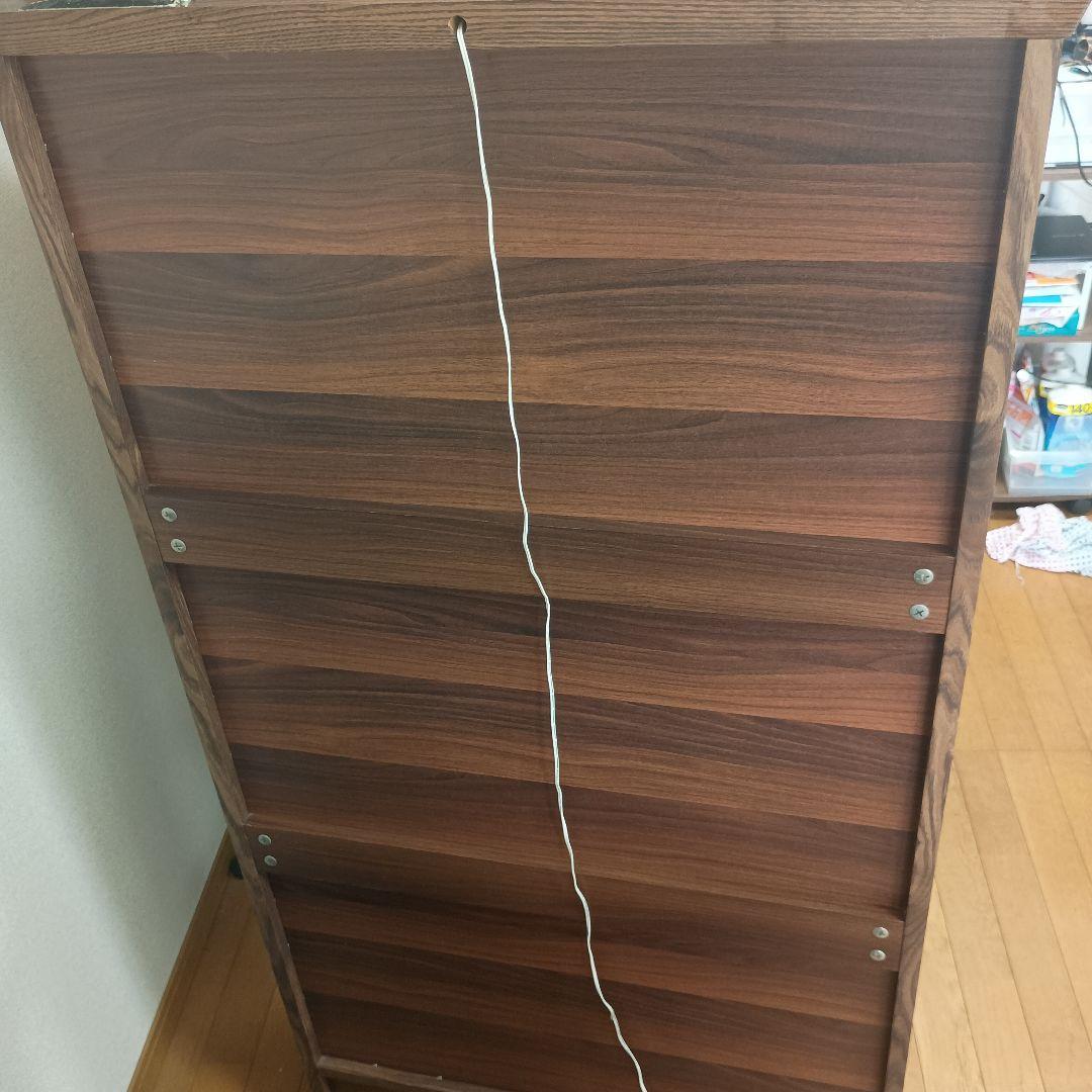 オーク調ガラスキャビネット 4段