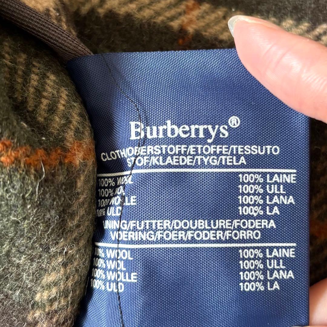 【美品✨】バーバリー　ダッフルコート　カーキ　オリーブグリーン　ウール　チェック