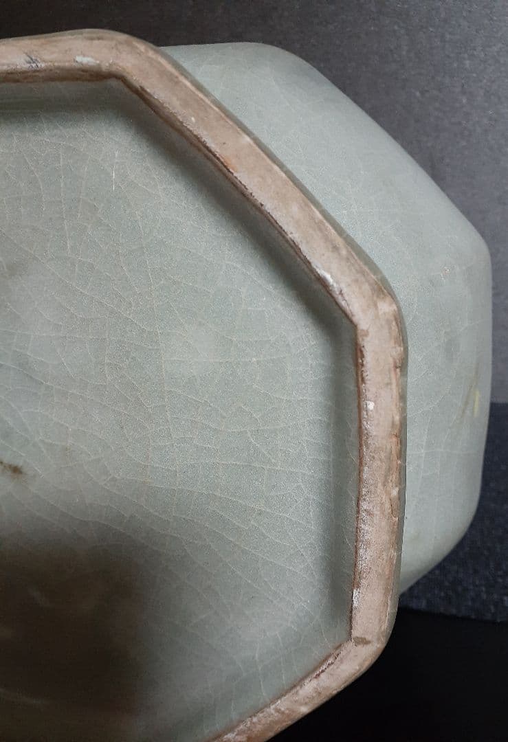 中国古美術　中国古陶磁器　中国古玩　中華民国期頃　倣【郊壇官窯】青磁　双耳　大瓶