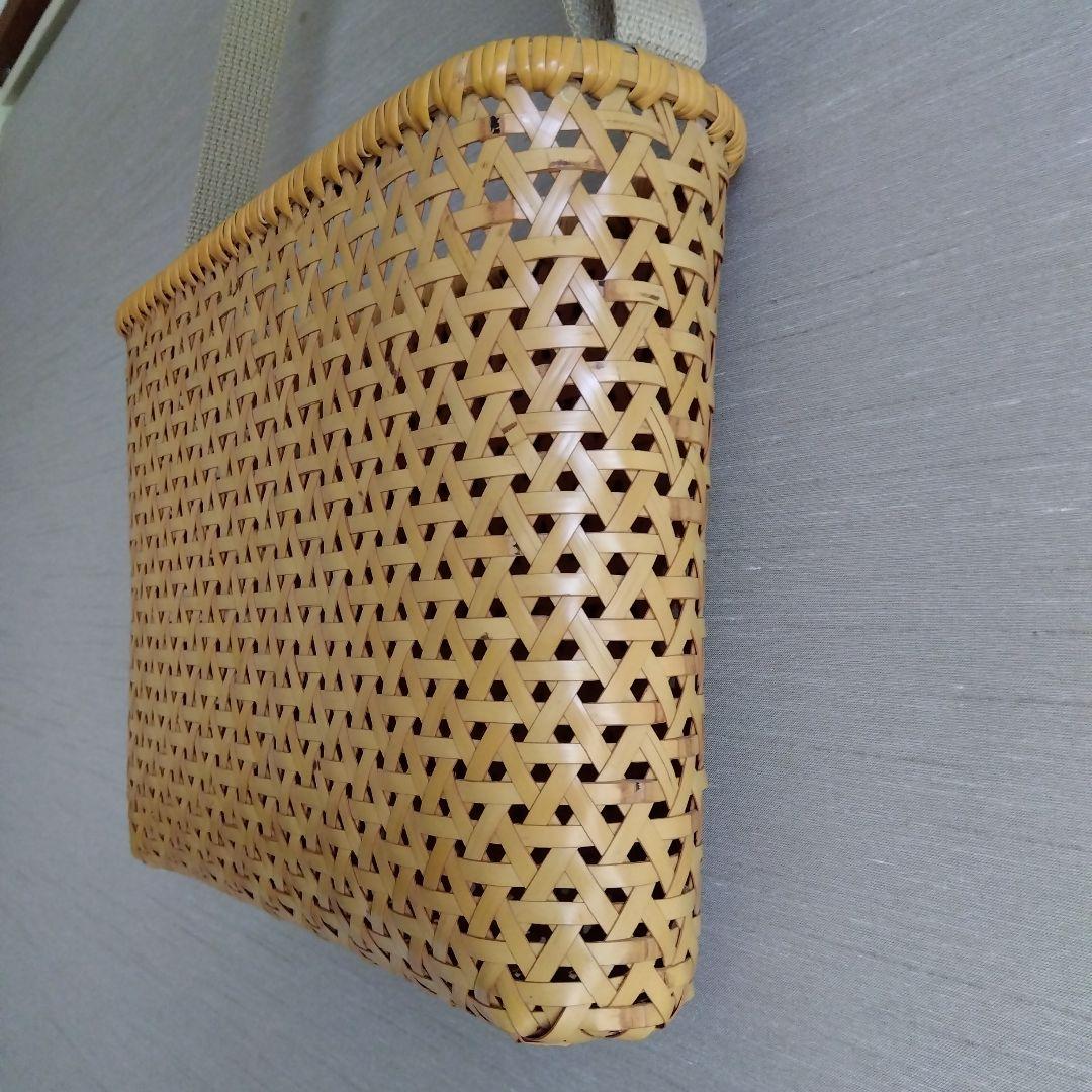 大分　別府　竹細工　作家物　亀甲編み　籠バッグ