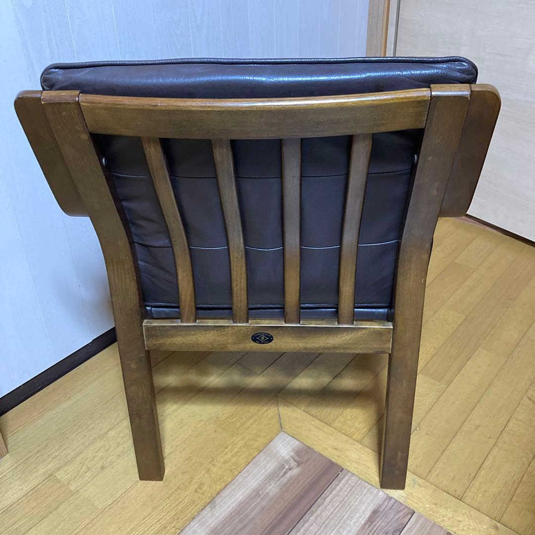 富士ファニチア ビンテージ 本革ラウンジチェア 日本製 ブラウン 引取可