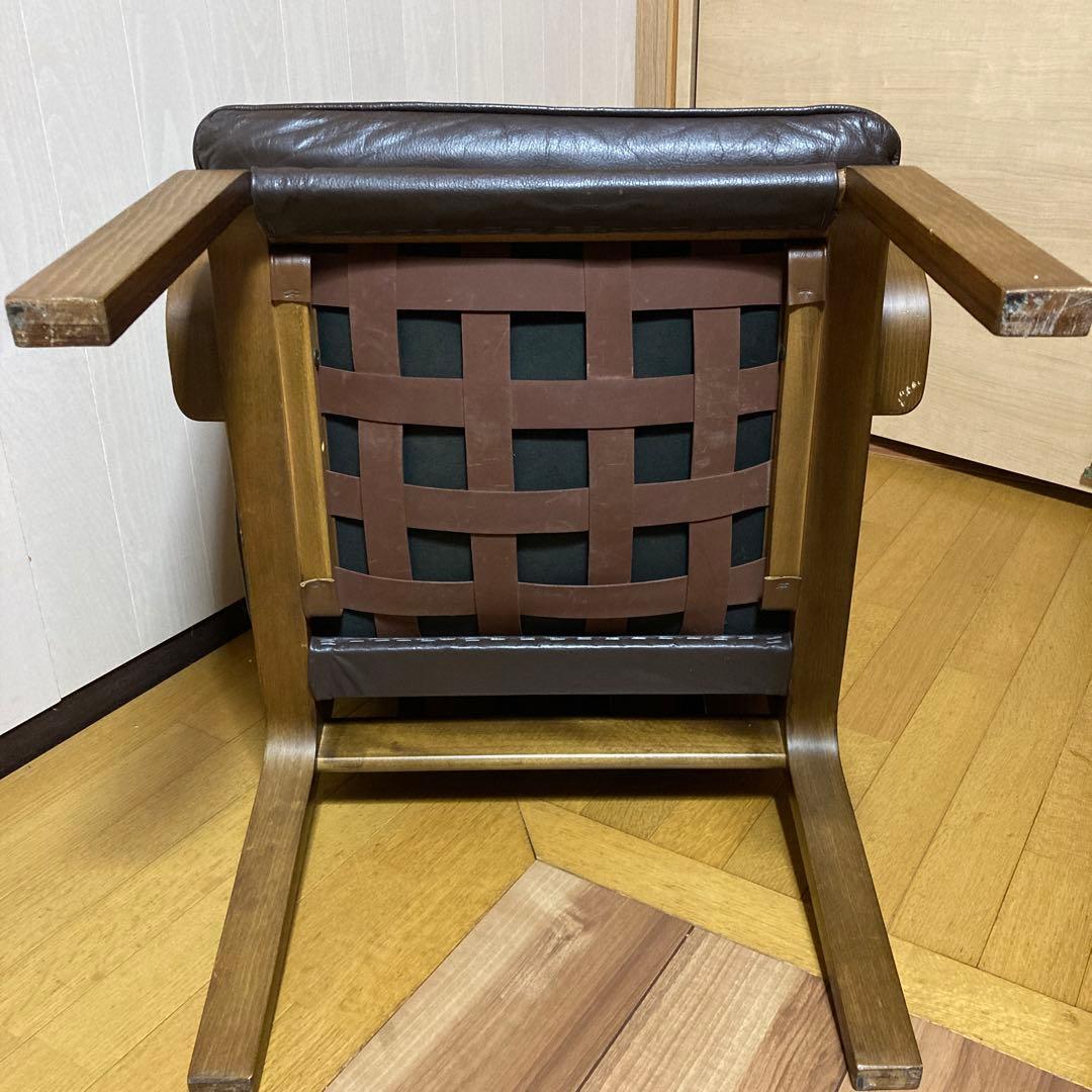 富士ファニチア ビンテージ 本革ラウンジチェア 日本製 ブラウン 引取可