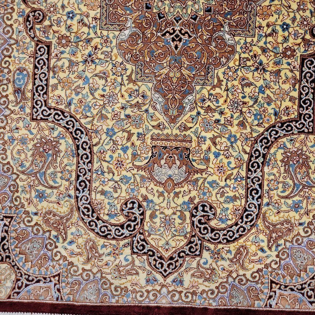 94x63cmペルシャ・シルク・じゅうたん(587)玄関マット・ラグ