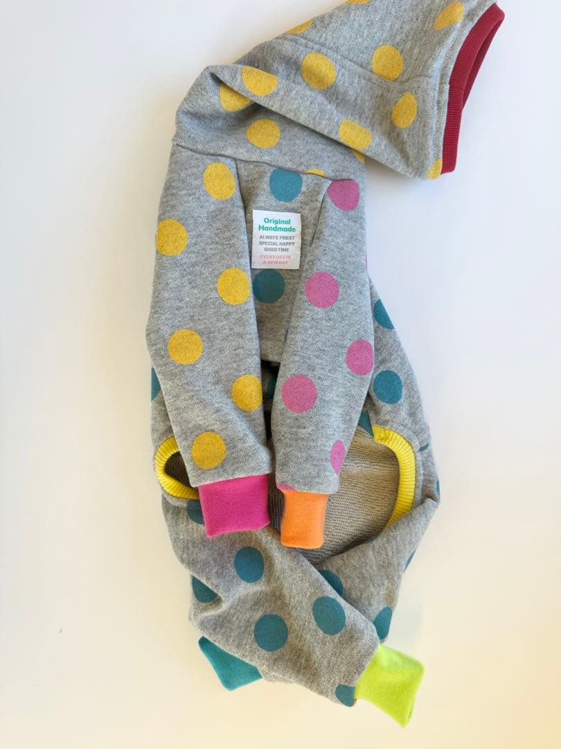 カラフルドットのロンパース① イタグレ服　犬服　ハンドメイド