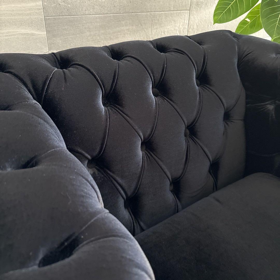 値引しましたA チェスターフィールド英国風アンティーク一人掛ソファー /ブラック