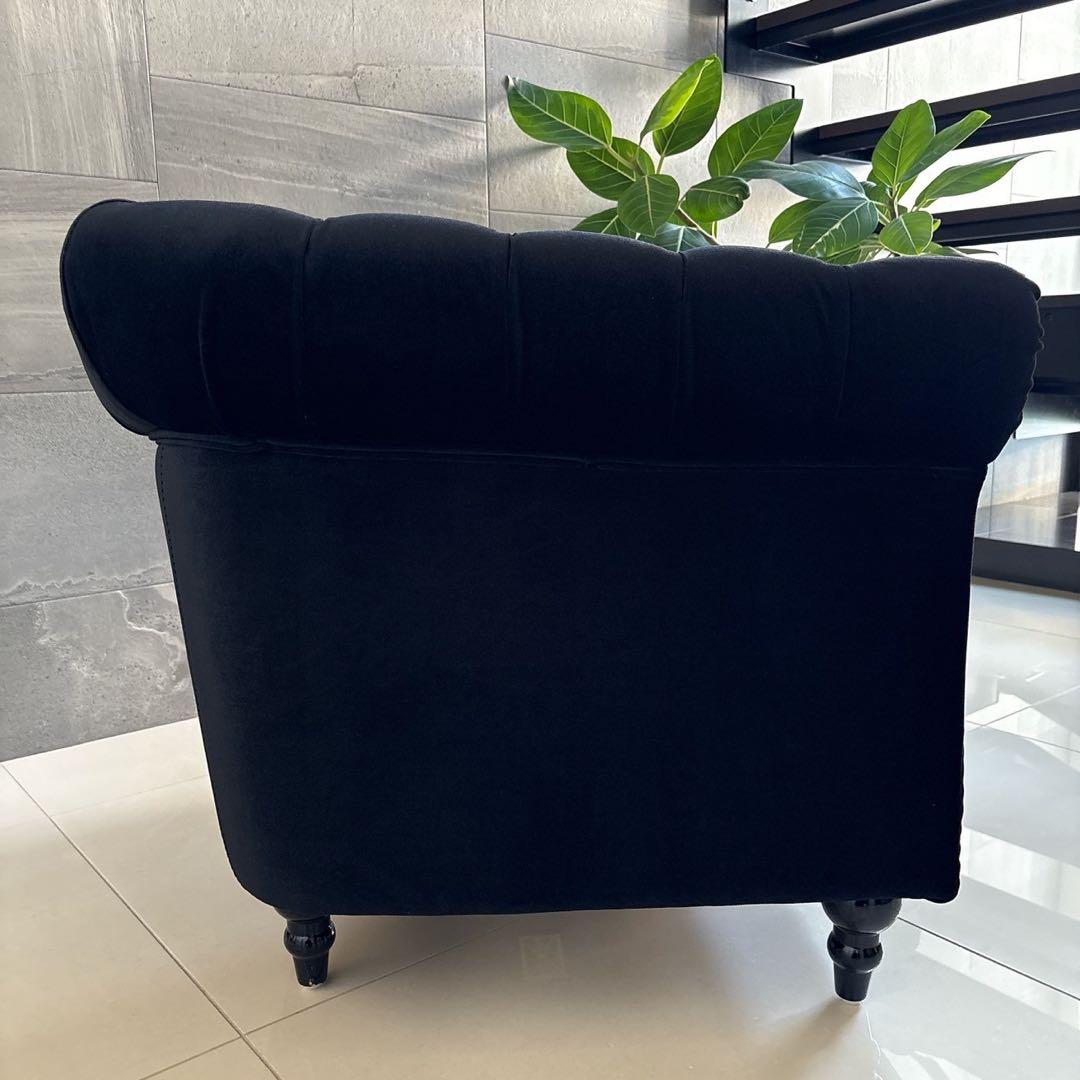 値引しましたA チェスターフィールド英国風アンティーク一人掛ソファー /ブラック