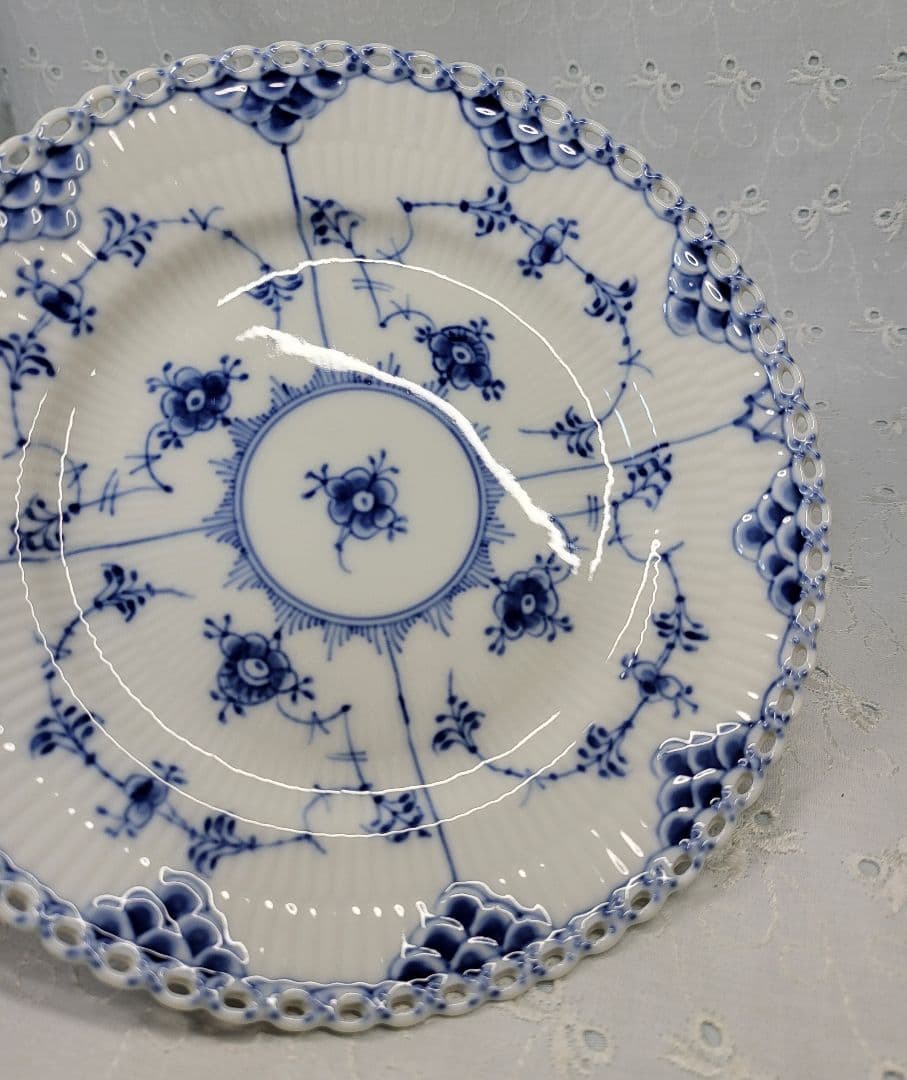 未使用✨ロイヤルコペンハーゲン ブルーフルーテッド フルレース プレート17 皿