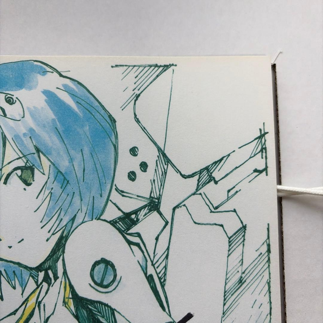 林原めぐみ直筆サイン色紙　エヴァンゲリオン綾波レイイラスト(額縁付き)