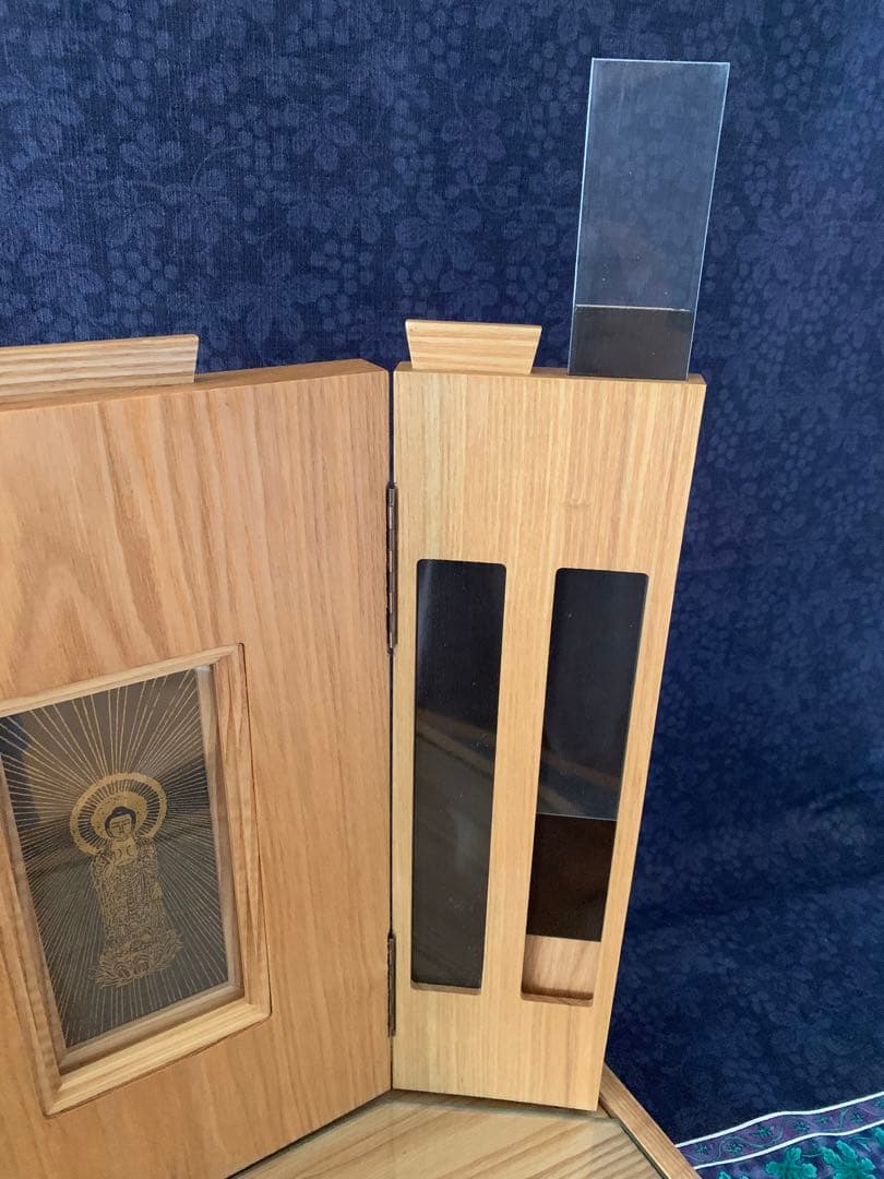 【値下げ】新品モダンミニ仏壇無垢材使用、ペット用にも最適！護摩修法でご祈念済み