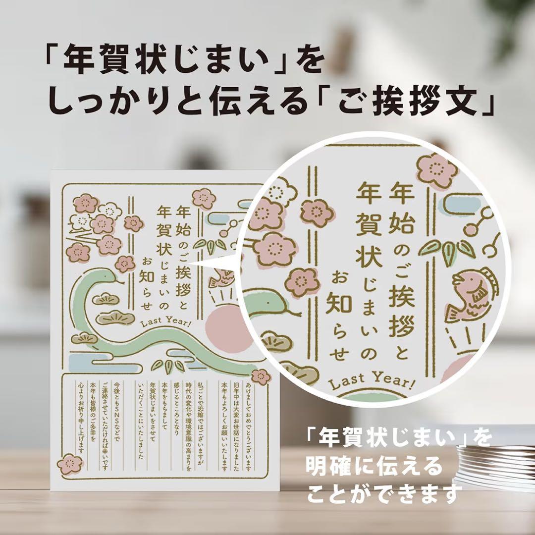 年賀状じまい2025（新年お知らせ）私製10枚入り【特選デザイナーズ】パピレイ