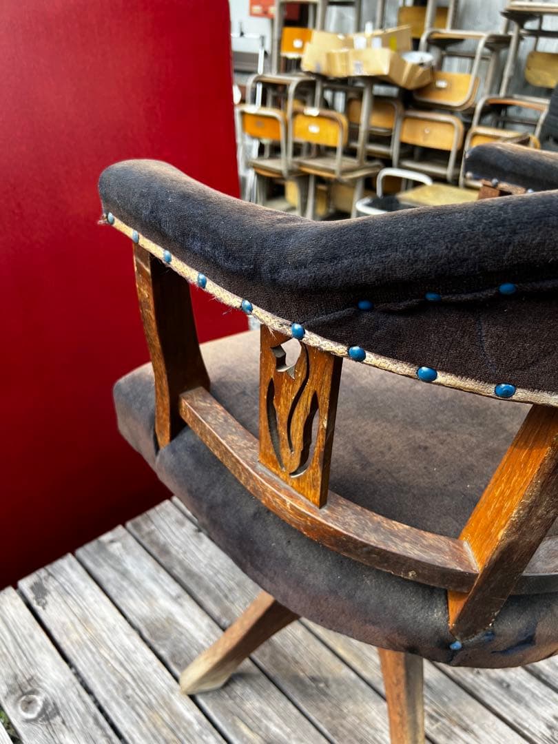 110アンティーク 大正時代 ドクターチェア 回転椅子 リペア歴無しオリジナル