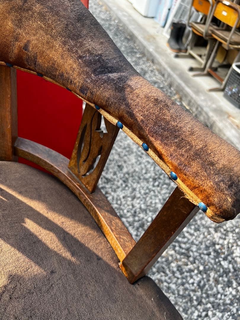 110アンティーク 大正時代 ドクターチェア 回転椅子 リペア歴無しオリジナル