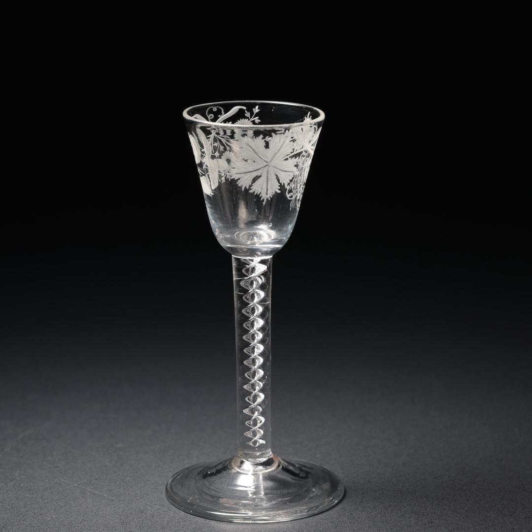 アンティークグラス　ジャコバイト　葡萄と蜂　ツイストステムR1542ダI