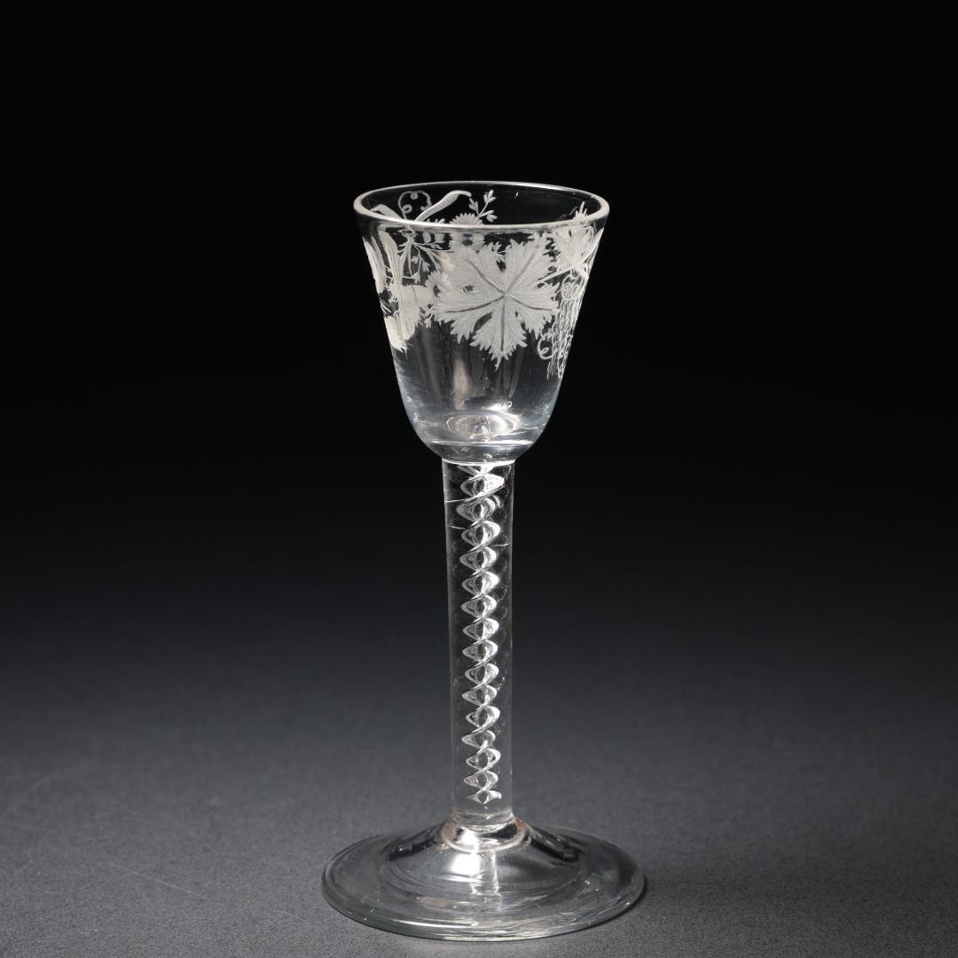 アンティークグラス　ジャコバイト　葡萄と蜂　ツイストステムR1542ダI