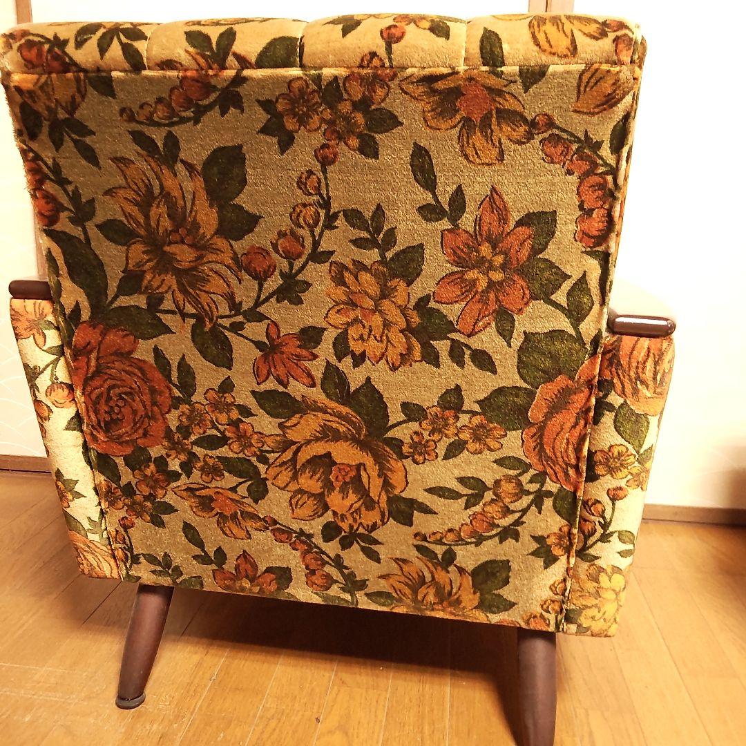 ぷ*ん様 昭和レトロ 花柄 1人掛け ソファ 椅子 チェア ソファー 大柄