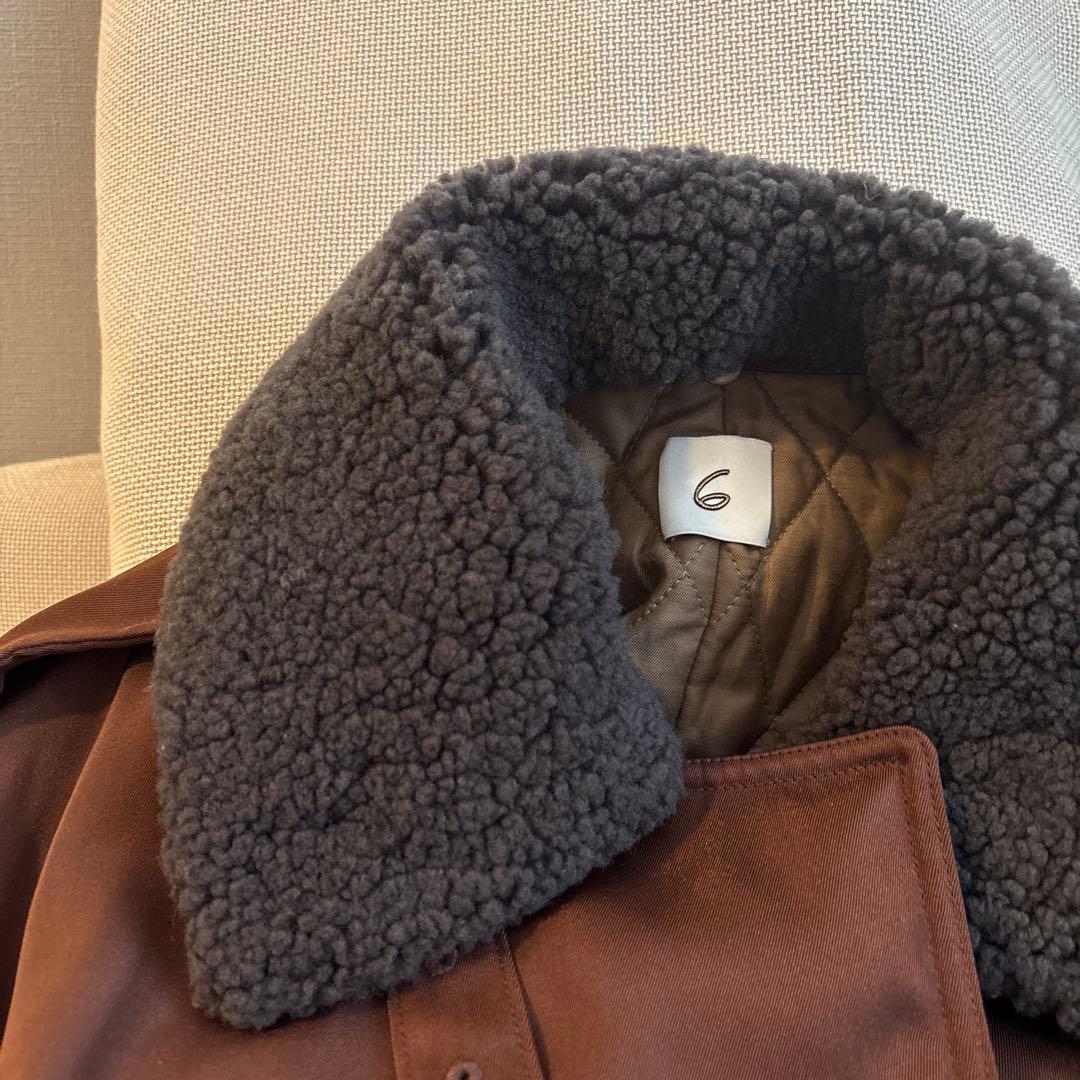 【超美品】6(ROKU) BOA COLLAR ZIP COAT B