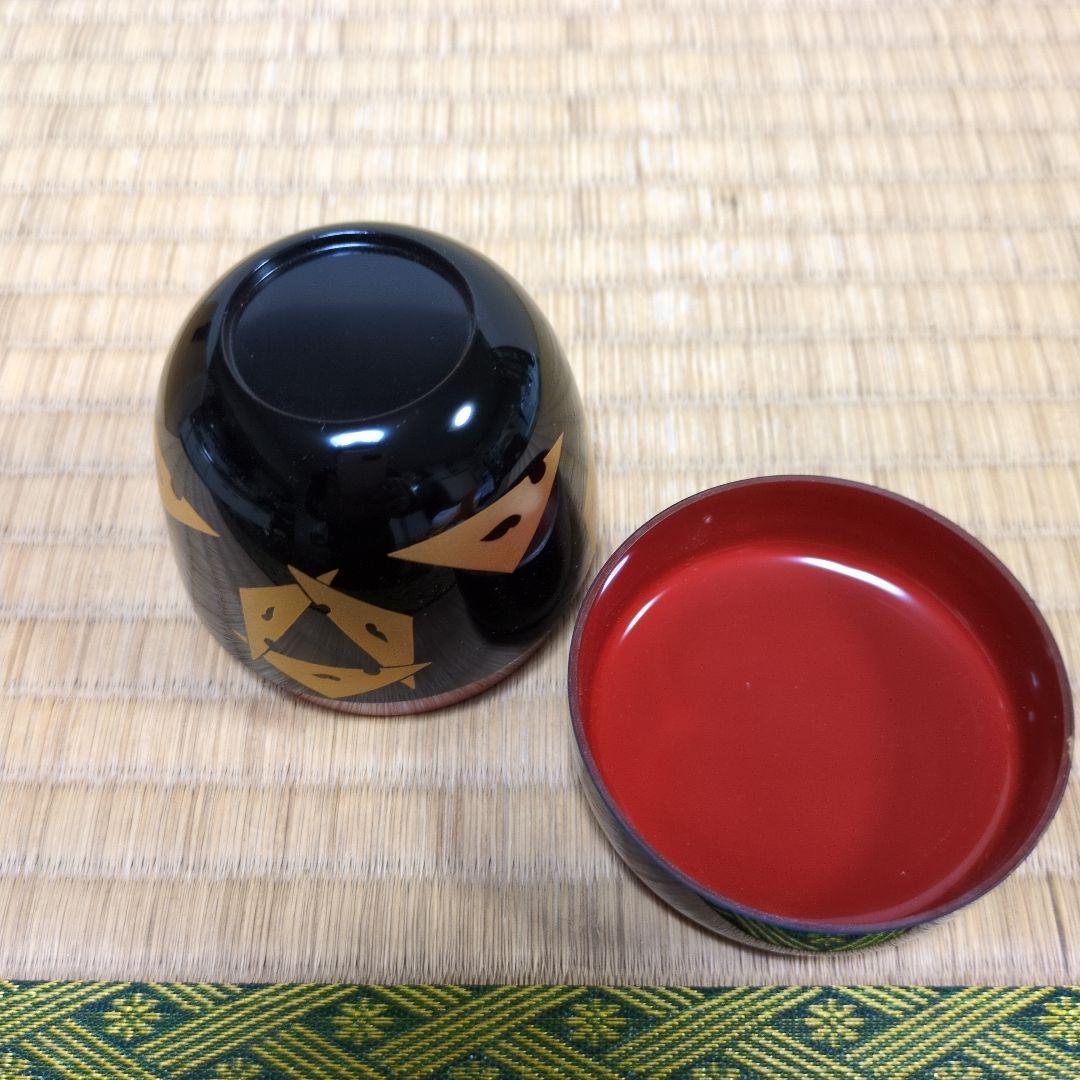 茶道具　「鱗鶴蒔絵　棗」内赤色 　　辻　石斉　作