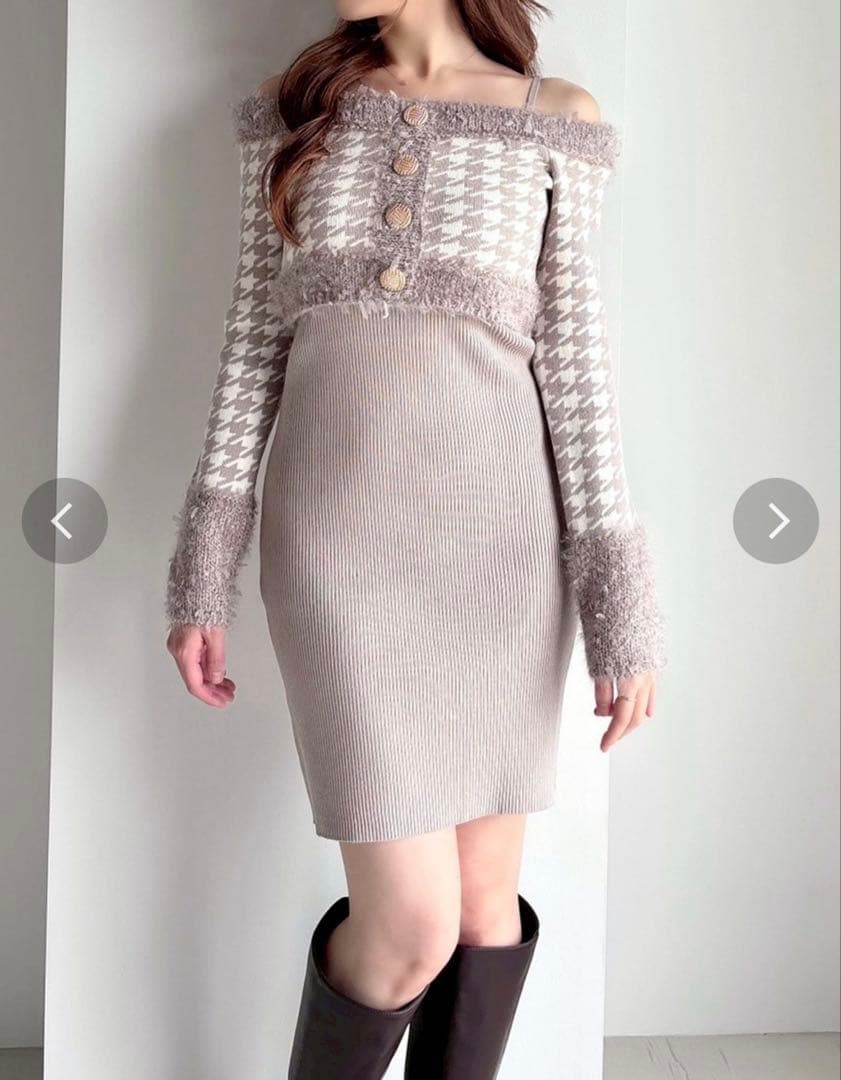 RESEXXY ハウンドトゥースアンサンブルミニワンピース