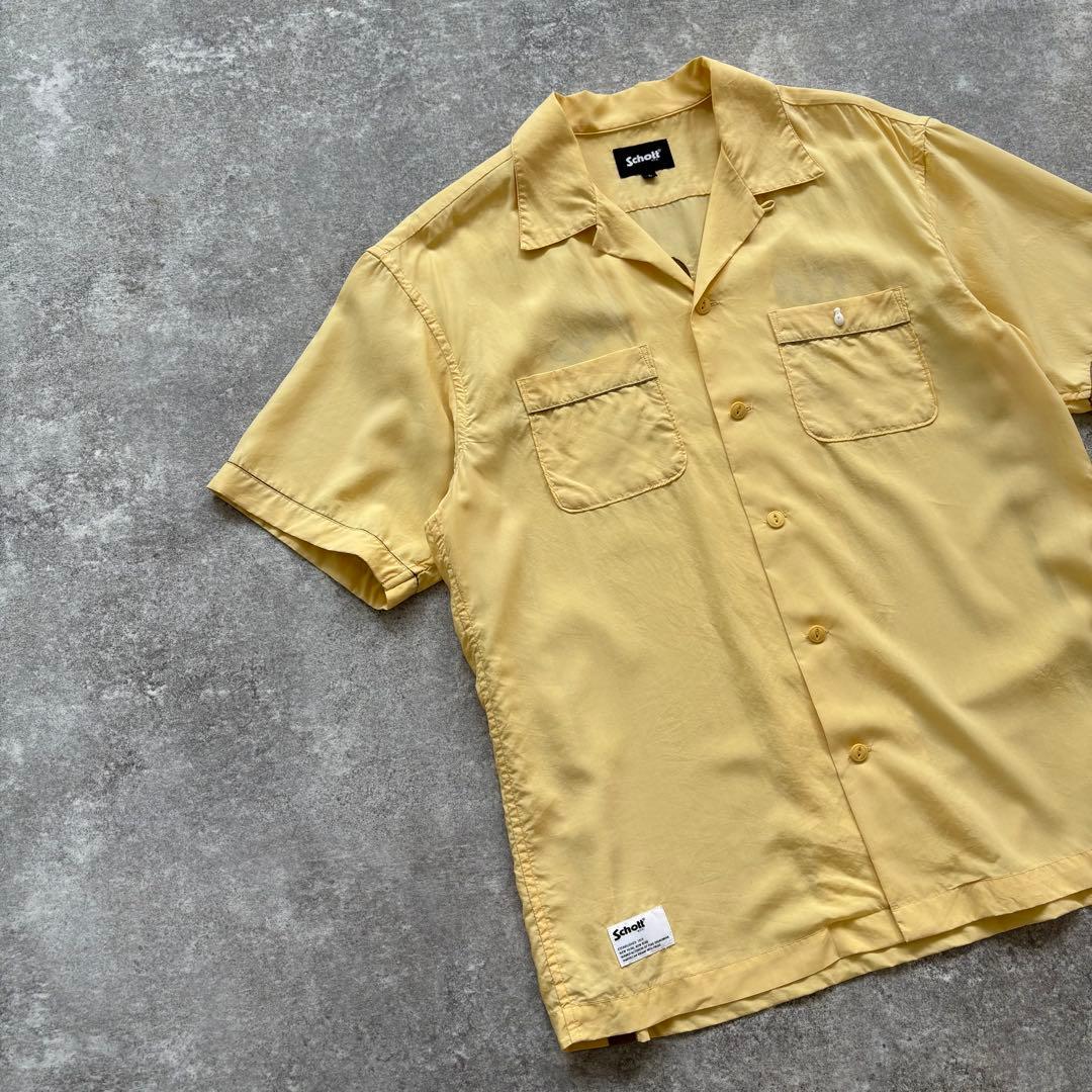 【schott】ショット ボウリングシャツ オープンカラー チェーン刺繍 (L)
