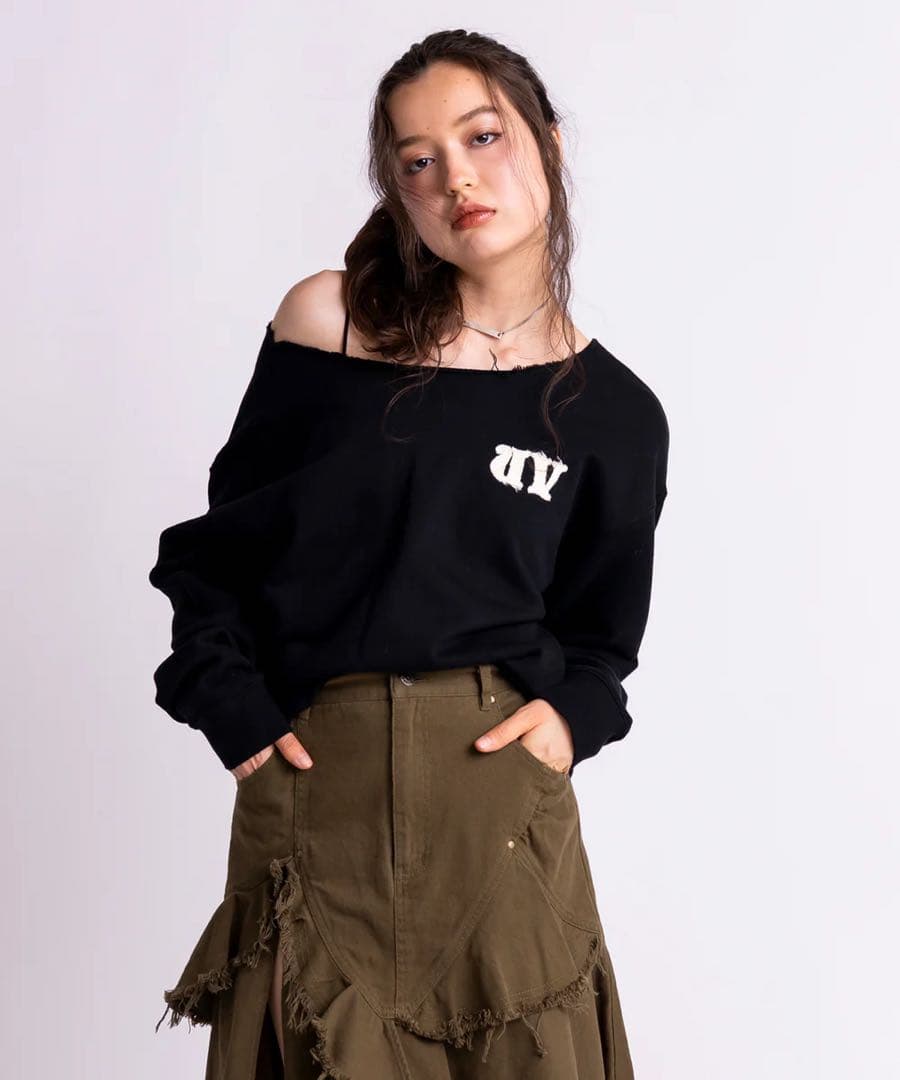 ACLENT カットオフワンショルダールーズスウェット　スウェット　トップス