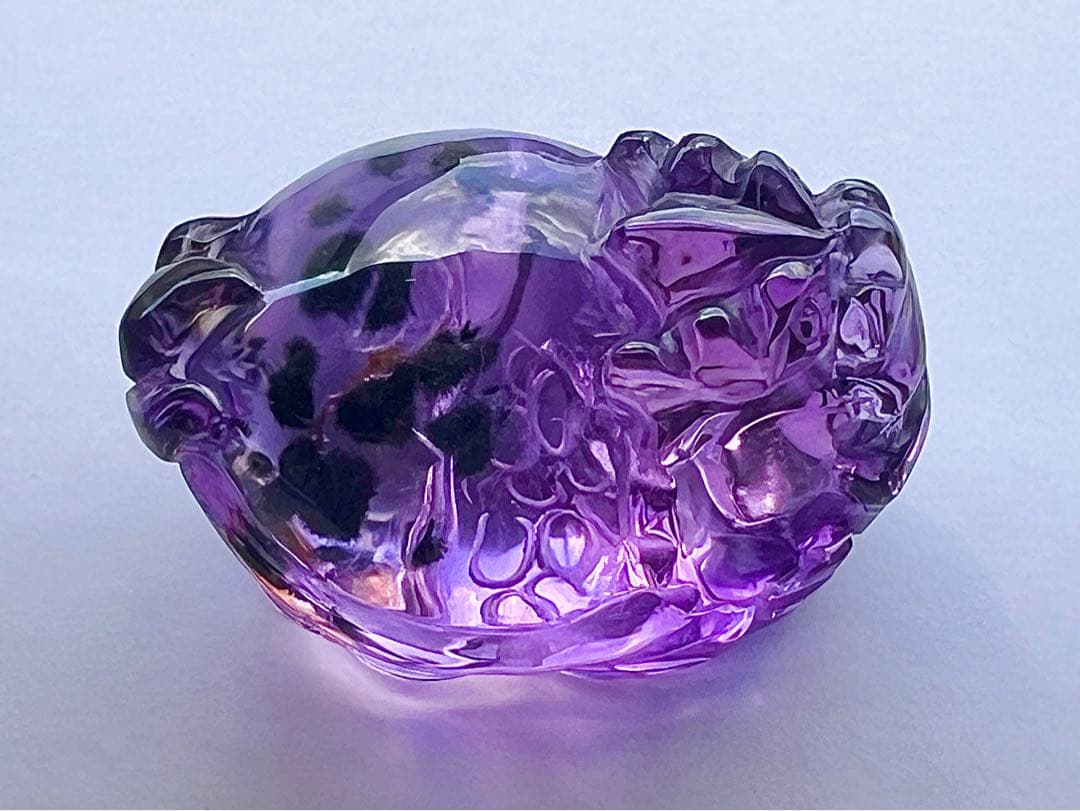 超貴重 ロマネサイトインINアメジスト　龍亀 彫刻天然石置物　開運　風水