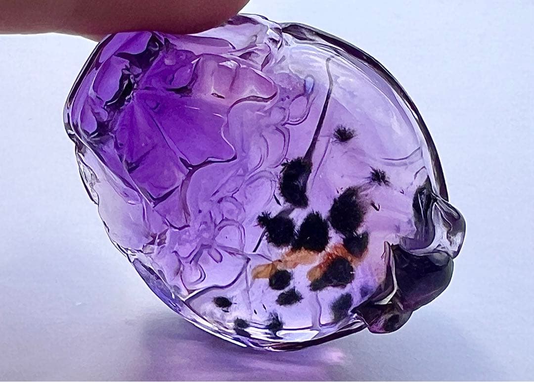 超貴重 ロマネサイトインINアメジスト　龍亀 彫刻天然石置物　開運　風水