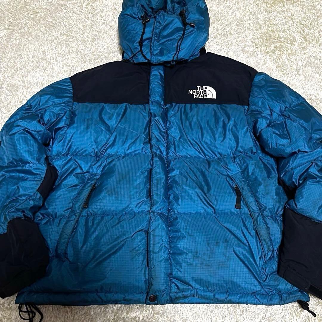ノースフェイス ダウンジャケット　メンズL 韓国100　700フィル ブルー青