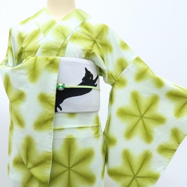 Y3364◆新品 板締め絞り 綿 仕付け糸付 浴衣 洗える夏着物