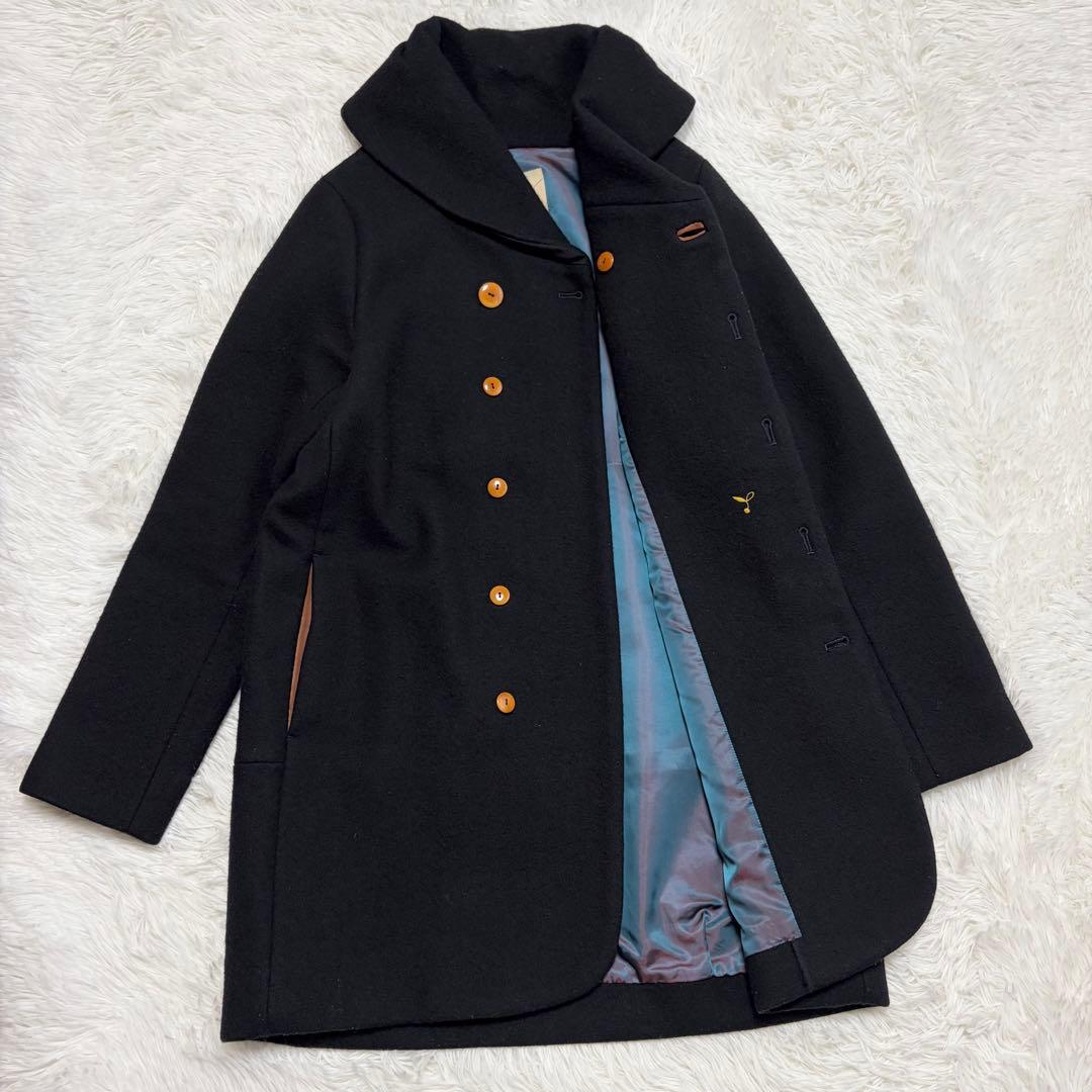 PAL'LAS PALACE メルトンショールカラーコート　ウール　レザー