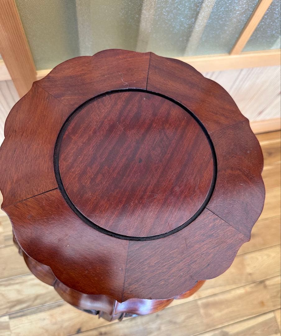 希少品　華道具　唐木　紫檀　ぶどう透かし彫り　飾り台　花台　香炉台　猫脚　盆栽台